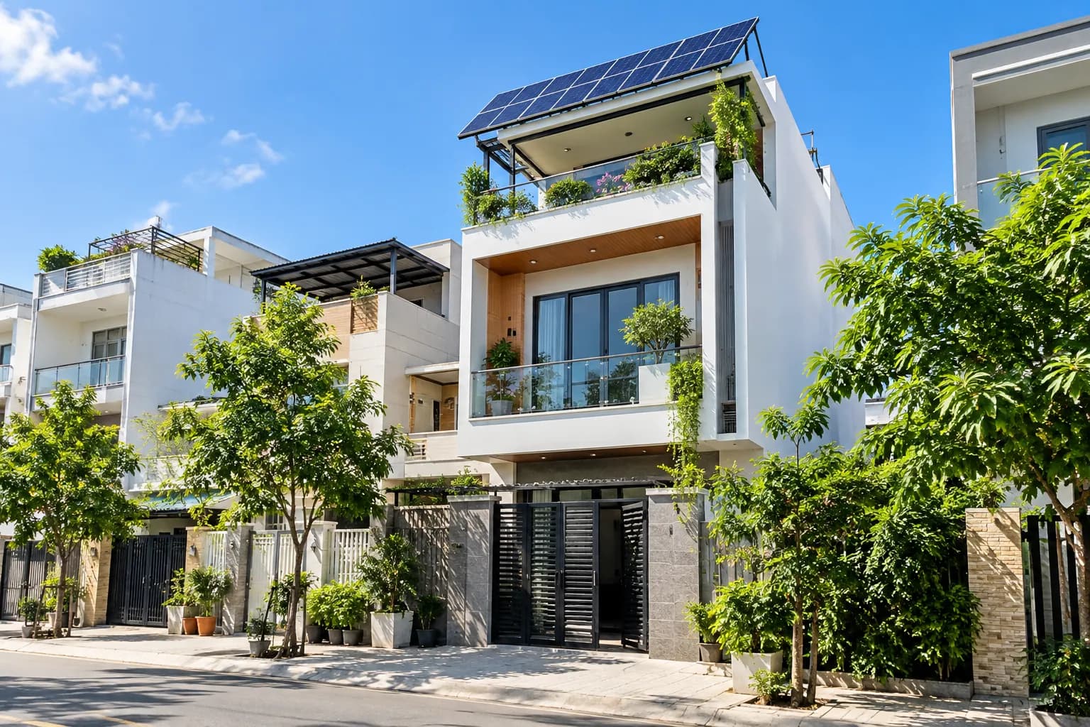 Ảnh minh họa nhà phố Việt Nam có điện mặt trời áp mái